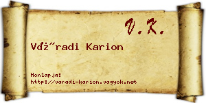 Váradi Karion névjegykártya